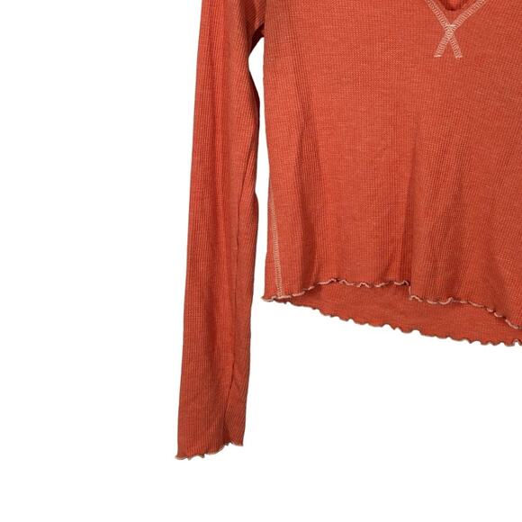 AEO American Eagle BFF Tee Waffle Knit Cropped Long Sleeve Size Small - Picture 4 of 11